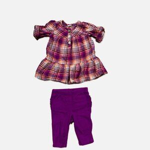 Old Navy Baby Girl 2-Piece Purple & Pink Plaid Outfit Size 0-3M